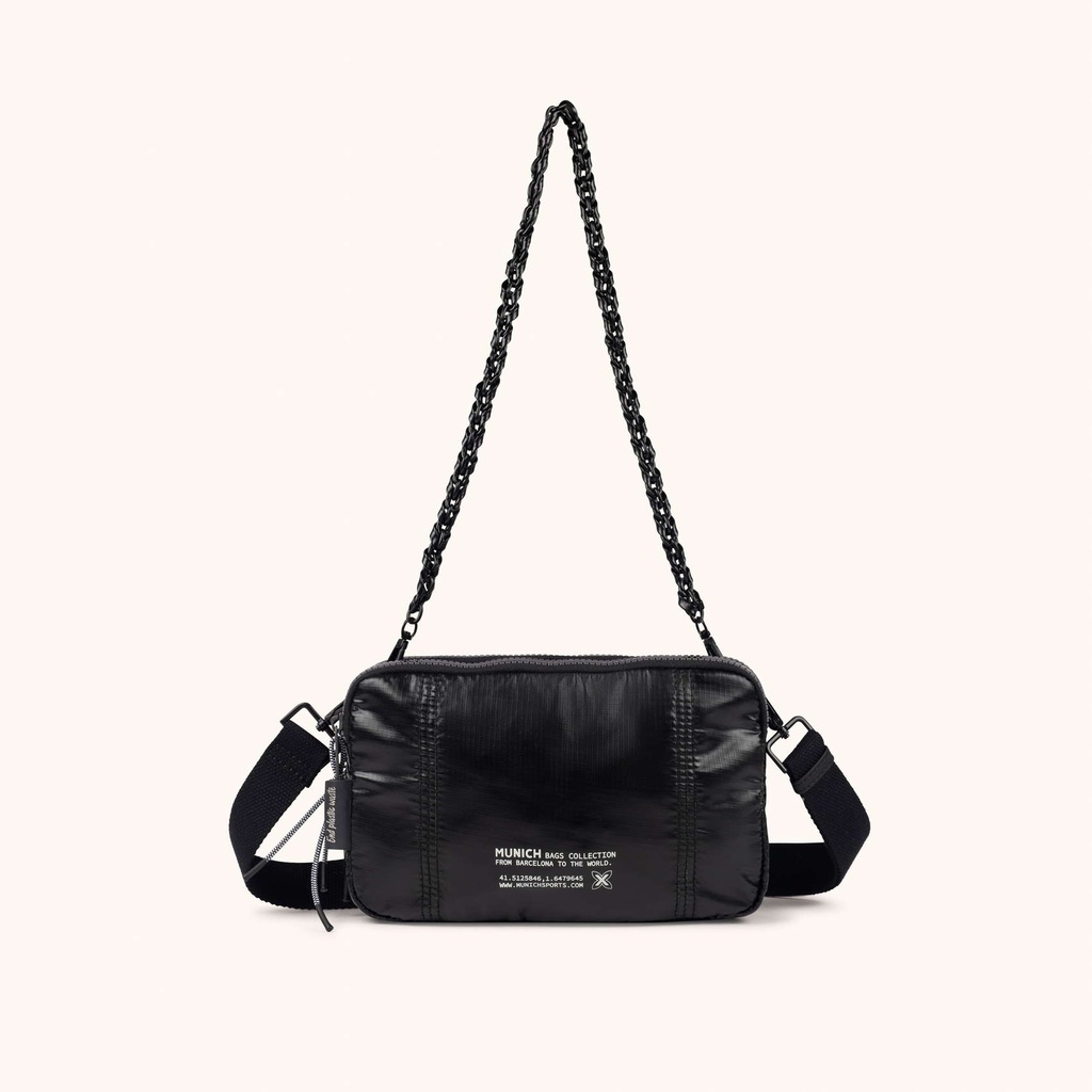 Bolso Bandolera Doble en Poliamida Reciclada DEEP RECYCLED CROSSBODY DOUBLE BLACK