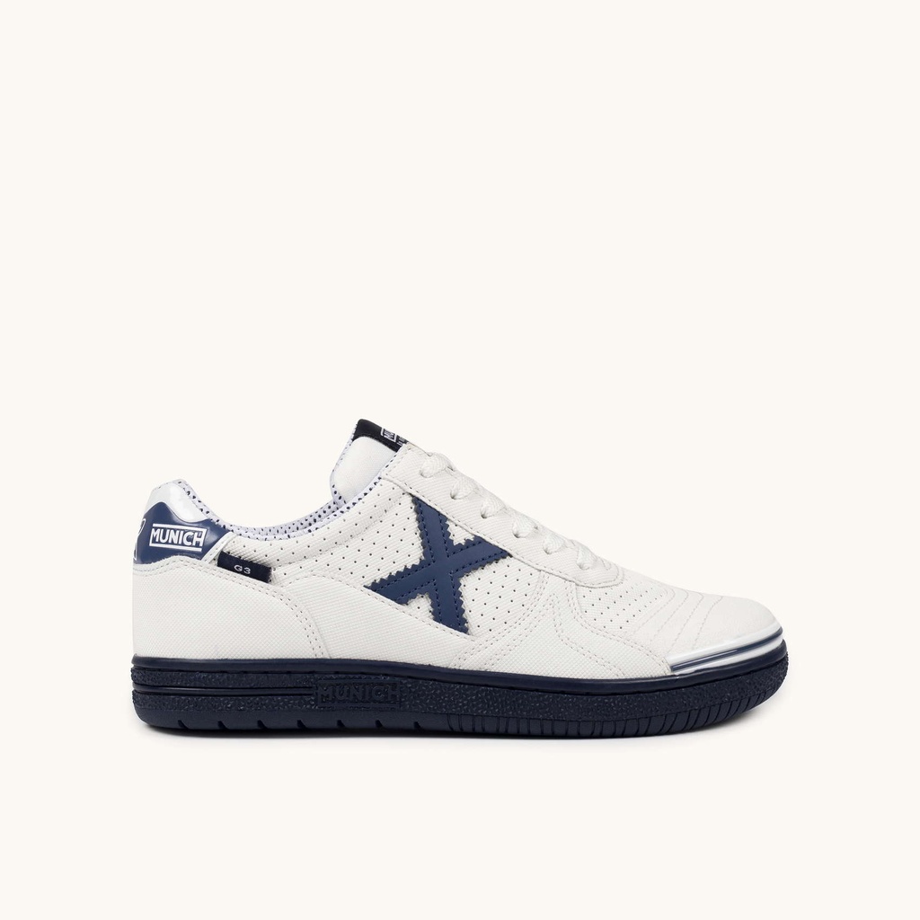 MUNICH G-3 KID 456 Zapatilla de FÃºtbol Sala Infantil Blanca y Azul Marino