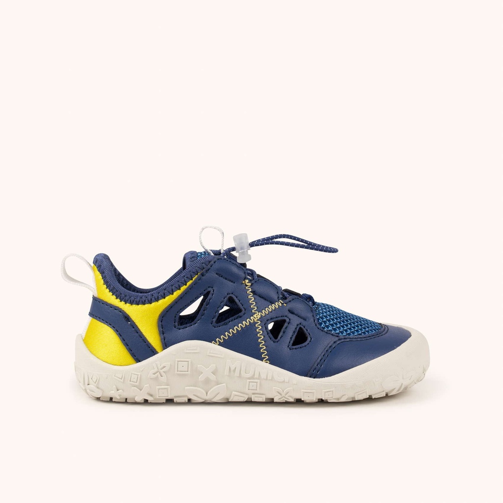 [8951002-36] MUNICH MINI GLOSS 02 Zapatilla Barefoot Infantil de Verano Azul y Amarilla (36)