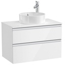 Mueble base The Gap/Hebe c/2 cajones p/lavabo de sobre encimera central, 805x460x537 mm, blanco brillo, (A851501806)