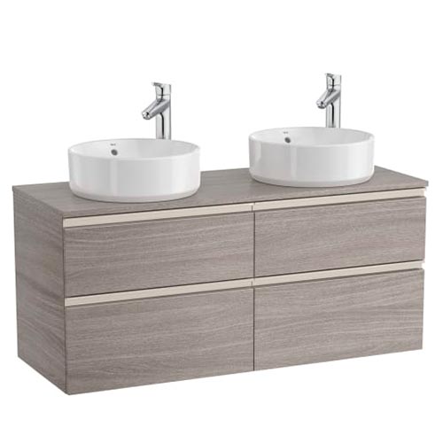[PROCA851506517] Mueble base The Gap c/4 cajones, p/2 lavabos de sobre encimera 1200x460x537 mm, nogal, (A851506517)