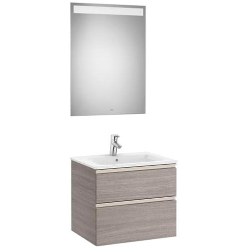 [PROCA851509547] Conjunto Pack The Gap (mueble base c/2 cajones, lavabo central y espejo LED) 605x460x537 mm, gris mate, (A851509547)