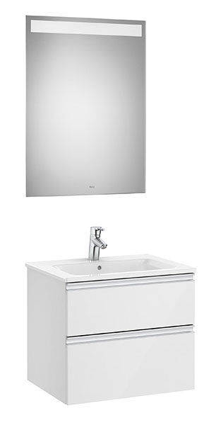 [PROCA851509806] Conjunto Pack The Gap (mueble base c/2 cajones, lavabo central y espejo LED) 605x460x537 mm, blanco brillo, (A851509806)