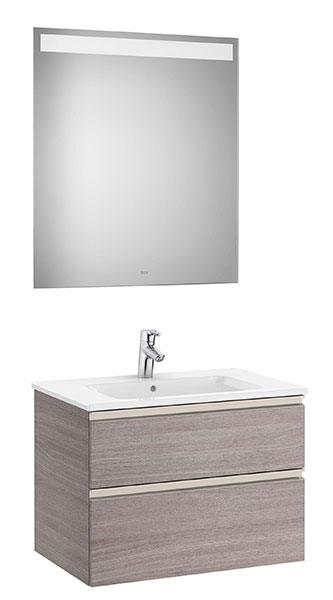 [PROCA851510402] Conjunto Pack The Gap (mueble base c/2 cajones, lavabo central y espejo LED) 705x460x537 mm, roble city text., (A851510402)