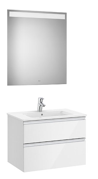 [PROCA851510806] Conjunto Pack The Gap (mueble base c/2 cajones, lavabo central y espejo LED) 705x460x537 mm, blanco brillo, (A851510806)