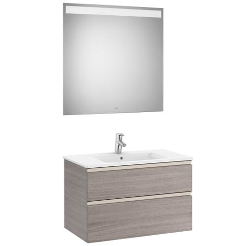 [PROCA851511547] Conjunto Pack The Gap (mueble base c/2 cajones, lavabo central y espejo LED) 805x460x537 mm, gris mate, (A851511547)