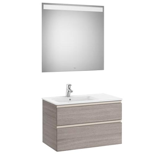 [PROCA851512547] Conjunto Pack The Gap (mueble base c/2 cajones, lavabo izquierda y espejo LED) 805x460x537 mm, gris mate, (A85151254