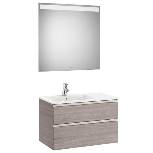 [PROCA851512548] Conjunto Pack The Gap (mueble base c/2 cajones, lavabo izquierda y espejo LED) 805x460x537 mm, azul mate, (A85151254
