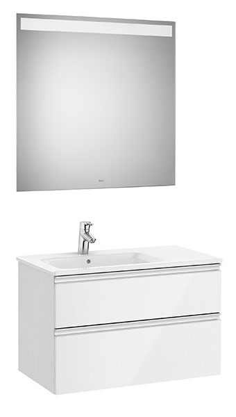[PROCA851512806] Conjunto Pack The Gap (mueble base c/2 cajones, lavabo izquierda y espejo LED) 805x460x537 mm, blanco brillo, (A851512806)
