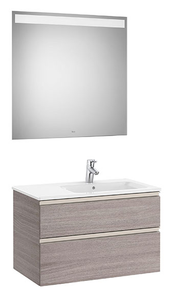 [PROCA851513402] Conjunto Pack The Gap (mueble base c/2 cajones, lavabo derecha y espejo LED) 805x460x537 mm, roble city text., (A851513402)