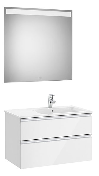 [PROCA851513806] Conjunto Pack The Gap (mueble base c/2 cajones, lavabo derecha y espejo LED) 805x460x537 mm, blanco brillo, (A851513806)