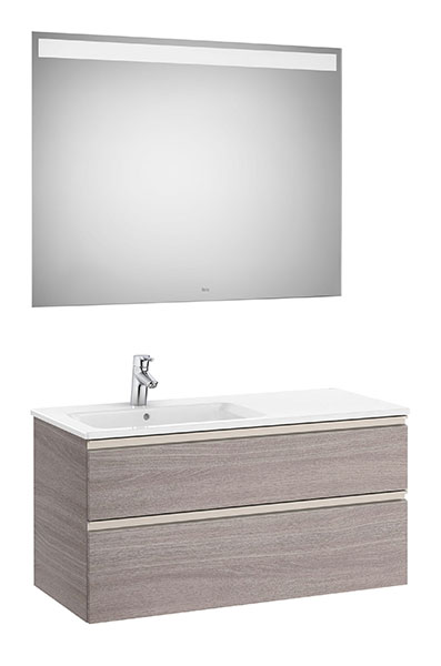 [PROCA851514402] Conjunto Pack The Gap (mueble base c/2 cajones, lavabo izquierda y espejo LED) 1005x460x537 mm, roble city text., (A851514402)