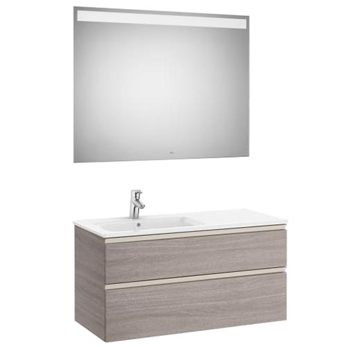 [PROCA851514517] Conjunto Pack The Gap (mueble base c/2 cajones, lavabo izquierda y espejo LED) 1005x460x537 mm, nogal, (A851514517)