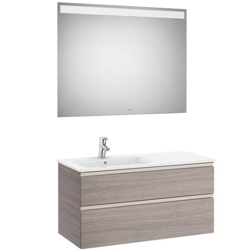 [PROCA851514547] Conjunto Pack The Gap (mueble base c/2 cajones, lavabo izquierda y espejo LED) 1005x460x537 mm, gris mate, (A8515145