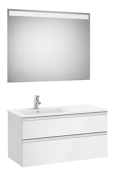 [PROCA851514806] Conjunto Pack The Gap (mueble base c/2 cajones, lavabo izquierda y espejo LED) 1005x460x537 mm, blanco brillo, (A851514806)