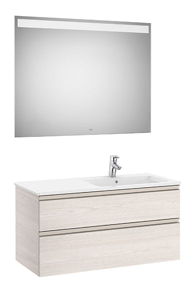 [PROCA851515434] Conjunto Pack The Gap (mueble base c/2 cajones, lavabo derecha y espejo LED) 1005x460x537 mm, fresno nórdico, (A851515434)