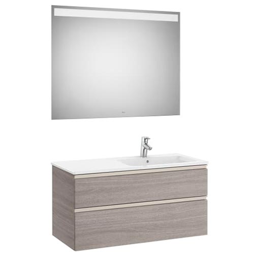 Conjunto Pack The Gap (mueble base c/2 cajones, lavabo derecha y espejo LED) 1005x460x537 mm, nogal, (A851515517)
