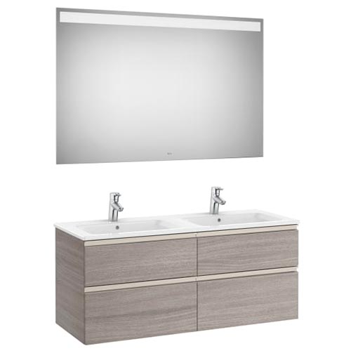 [PROCA851516509] Conjunto Pack The Gap (mueble base c/4 cajones, lavabo doble y espejo LED) 1200x460x537 mm, blanco mate, (A851516509)