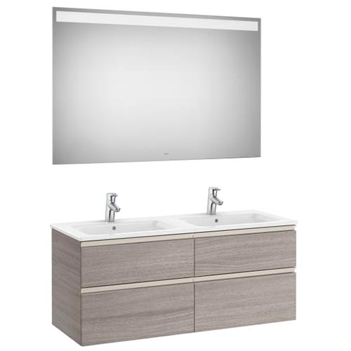 [PROCA851516547] Conjunto Pack The Gap (mueble base c/4 cajones, lavabo doble y espejo LED) 1200x460x537 mm, gris mate, (A851516547)