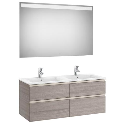 [PROCA851516548] Conjunto Pack The Gap (mueble base c/4 cajones, lavabo doble y espejo LED) 1200x460x537 mm, azul mate, (A851516548)