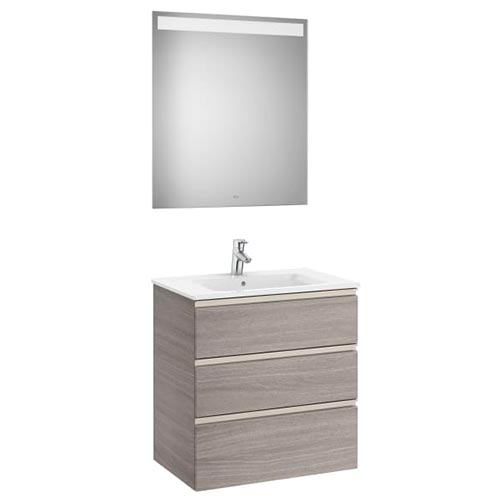 [PROCA851518547] Conjunto Pack The Gap (mueble base c/3 cajones, lavabo central y espejo LED) 705x460x763 mm, gris mate, (A851518547)