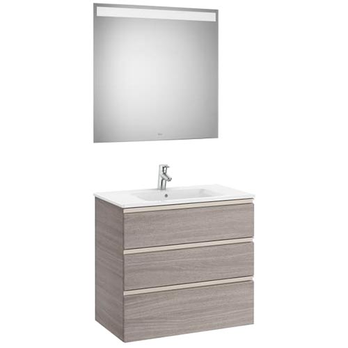 [PROCA851519509] Conjunto Pack The Gap (mueble base c/3 cajones, lavabo central y espejo LED) 805x460x763 mm, blanco mate, (A851519509)