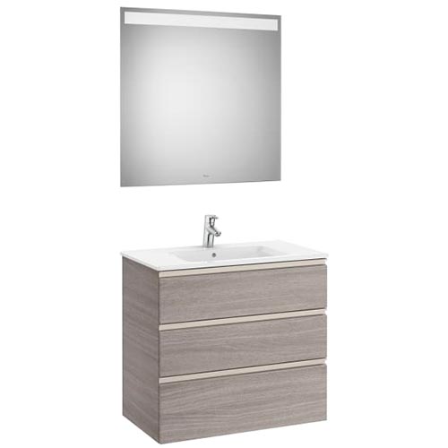 [PROCA851519548] Conjunto Pack The Gap (mueble base c/3 cajones, lavabo central y espejo LED) 805x460x763 mm, azul mate, (A851519548)