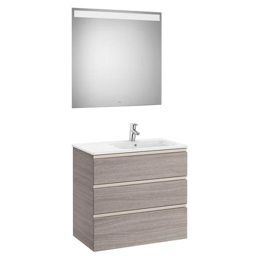 Conjunto Pack The Gap (mueble base c/3 cajones, lavabo derecha y espejo LED) 805x460x763 mm, gris mate, (A851521547)