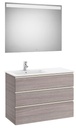 Conjunto Pack The Gap (mueble base c/3 cajones, lavabo izquierda y espejo LED) 1005x460x763 mm, roble city text., (A851522402)