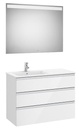 Conjunto Pack The Gap (mueble base c/3 cajones, lavabo izquierda y espejo LED) 1005x460x763 mm, blanco brillo, (A851522806)
