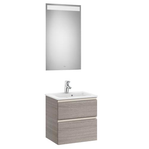 Conjunto Pack The Gap (mueble base compacto c/2 cajones, lavabo y espejo LED) 505x380x537 mm, gris mate, (A851525547)