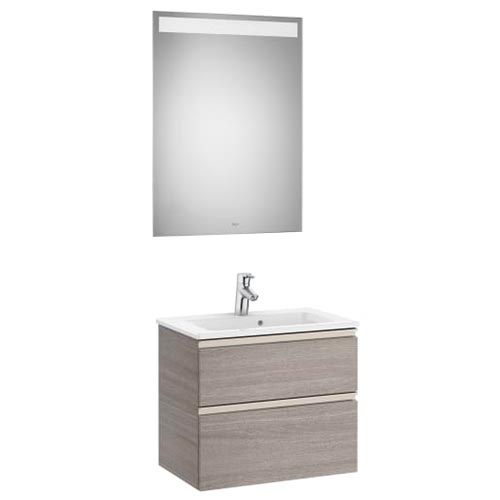 Conjunto Pack The Gap (mueble base compacto c/2 cajones, lavabo y espejo LED) 605x380x537 mm, blanco mate, (A851526509)