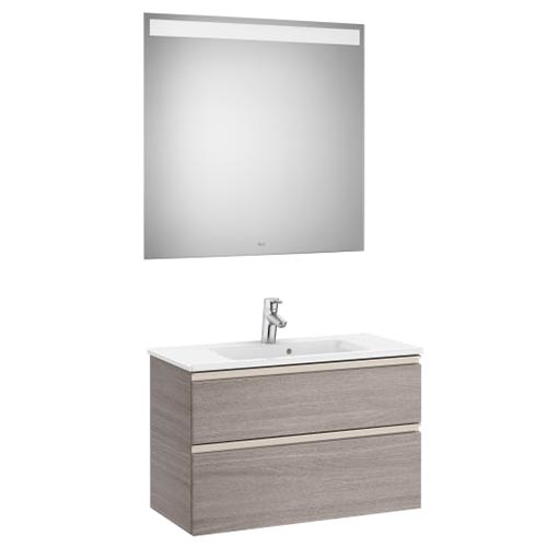 Conjunto Pack The Gap (mueble base compacto c/2 cajones, lavabo y espejo LED) 805x380x537 mm, azul mate, (A851528548)