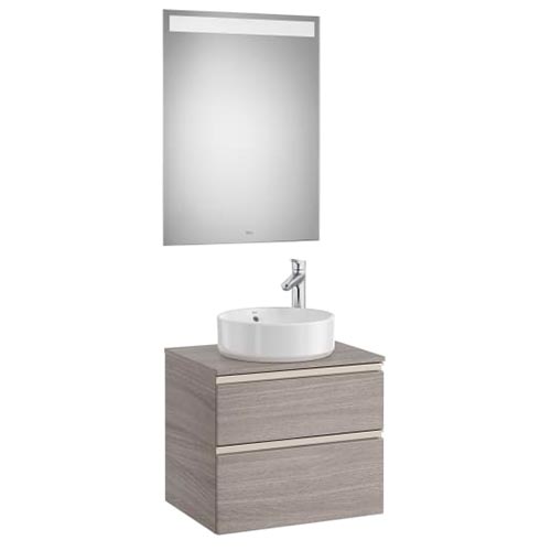 [PROCA851531509] Mueble base Pack The Gap c/2 cajones, p/lavabo de sobre encimera central y espejo LED, 605x460x537 mm, blanco mate, (A851531509)