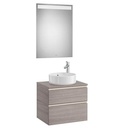 Mueble base Pack The Gap c/2 cajones, p/lavabo de sobre encimera central y espejo LED, 605x460x537 mm, gris mate, (A851531547)