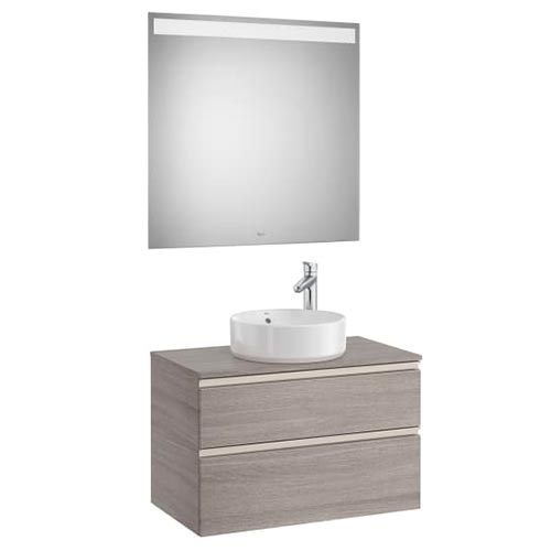 [PROCA851532517] Mueble base Pack The Gap c/2 cajones, p/lavabo de sobre encimera central y espejo LED, 805x460x537 mm, nogal, (A851532517)