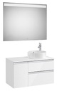 Conjunto Pack The Gap (mueble base 2 caj., espejo LED, p/lav. sobre encim. dcha.) 900x460x537 mm, bl. brillo, (A851533806)
