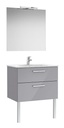 Conjunto Pack New Victoria (mueble base c/2 caj., lavabo, espejo, aplique LED) 705x453x515 mm, gris brillo, (A851603516)
