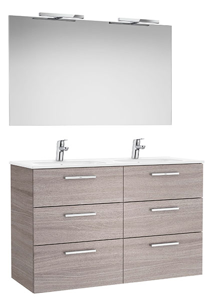 Conj. Pack New Victoria (mueble base 6 caj., lav. doble, esp., 2 ap. LED) 1190x453x741mm, roble city tex., (A851609402)