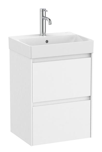 Conjunto Unik Ona (mueble base compacto c/2 cajones y lavabo de FINECERAMIC) 450x360x645 mm, blanco mate, (A851681509)