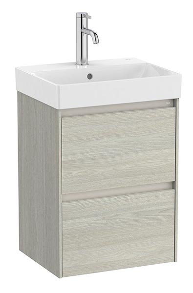 Conjunto Unik Ona (mueble base compacto c/2 cajones y lavabo de FINECERAMIC) 450x360x645 mm, roble claro, (A851681512)