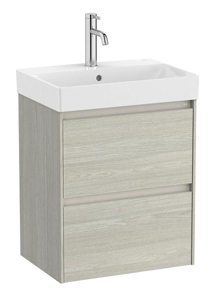 Conjunto Unik Ona (mueble base compacto c/2 cajones y lavabo de FINECERAMIC) 500x360x645 mm, roble claro, (A851682512)