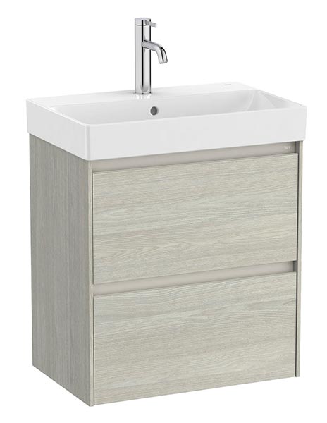 Conjunto Unik Ona (mueble base compacto c/2 cajones y lavabo de FINECERAMIC) 550x360x645 mm, roble claro, (A851683512)