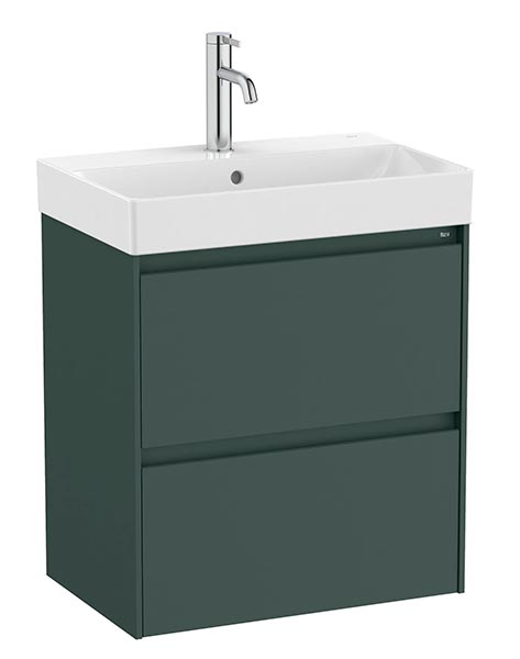 Conjunto Unik Ona (mueble base compacto c/2 cajones y lavabo de FINECERAMIC) 550x360x645 mm, verde mate, (A851683513)