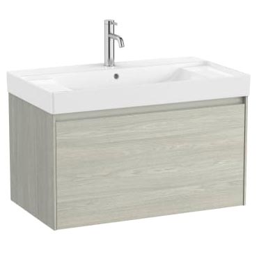 Conjunto Unik Ona (mueble base c/1 cajón y lavabo centrado de FINECERAMIC) 800x460x505 mm, roble claro, (A851685512)