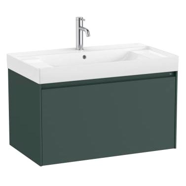 Conjunto Unik Ona (mueble base c/1 cajón y lavabo centrado de FINECERAMIC) 800x460x505 mm, verde mate, (A851685513)