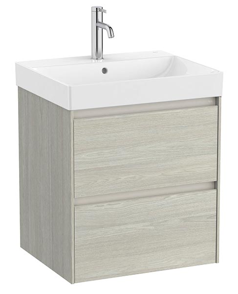 Conjunto Unik Ona (mueble base c/2 cajones y lavabo de FINECERAMIC) 550x460x645 mm, roble claro, (A851687512)