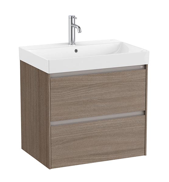 Conjunto Unik Ona (mueble base c/2 cajones y lavabo de FINECERAMIC) 650x460x645 mm, olmo oscuro, (A851689511)