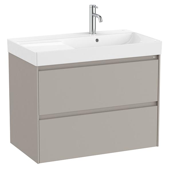 Conjunto Unik Ona (mueble base c/2 cajones y lavabo de FINECERAMIC a la derecha) 800x460x645 mm, gris mate, (A851690510)