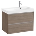 Conjunto Unik Ona (mueble base c/2 cajones y lavabo de FINECERAMIC a la derecha) 800x460x645 mm, olmo oscuro, (A851690511)